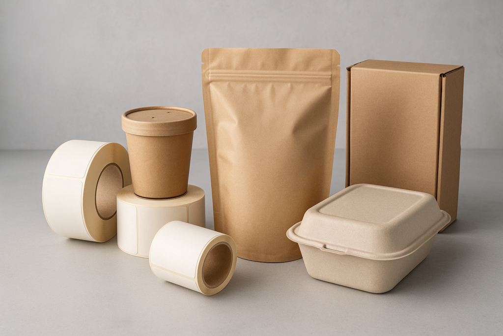 Editorial image of sustainable packaging and label materials